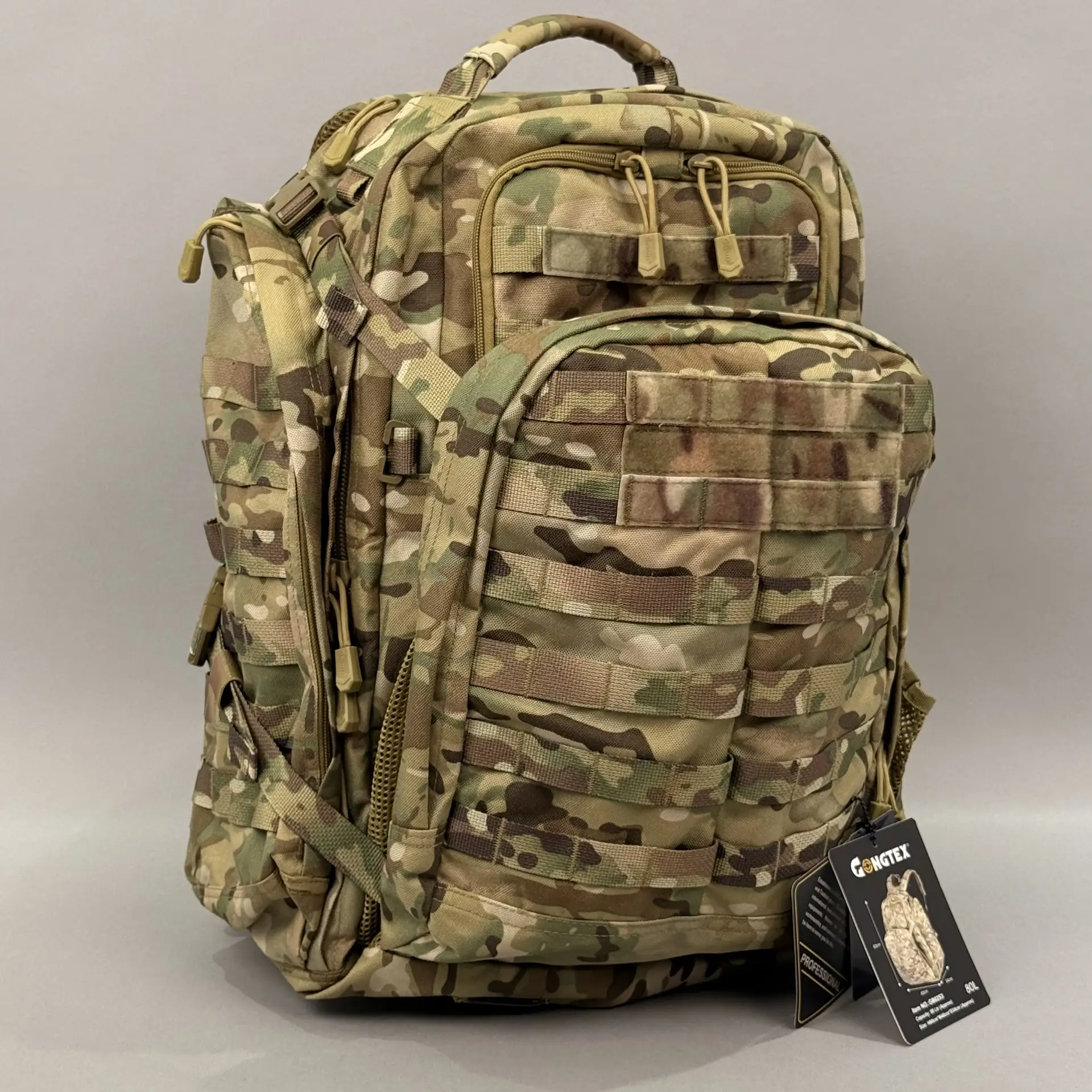 Рюкзак Тактический GONGTEX, 80L в расцветке мультикам / Multicam