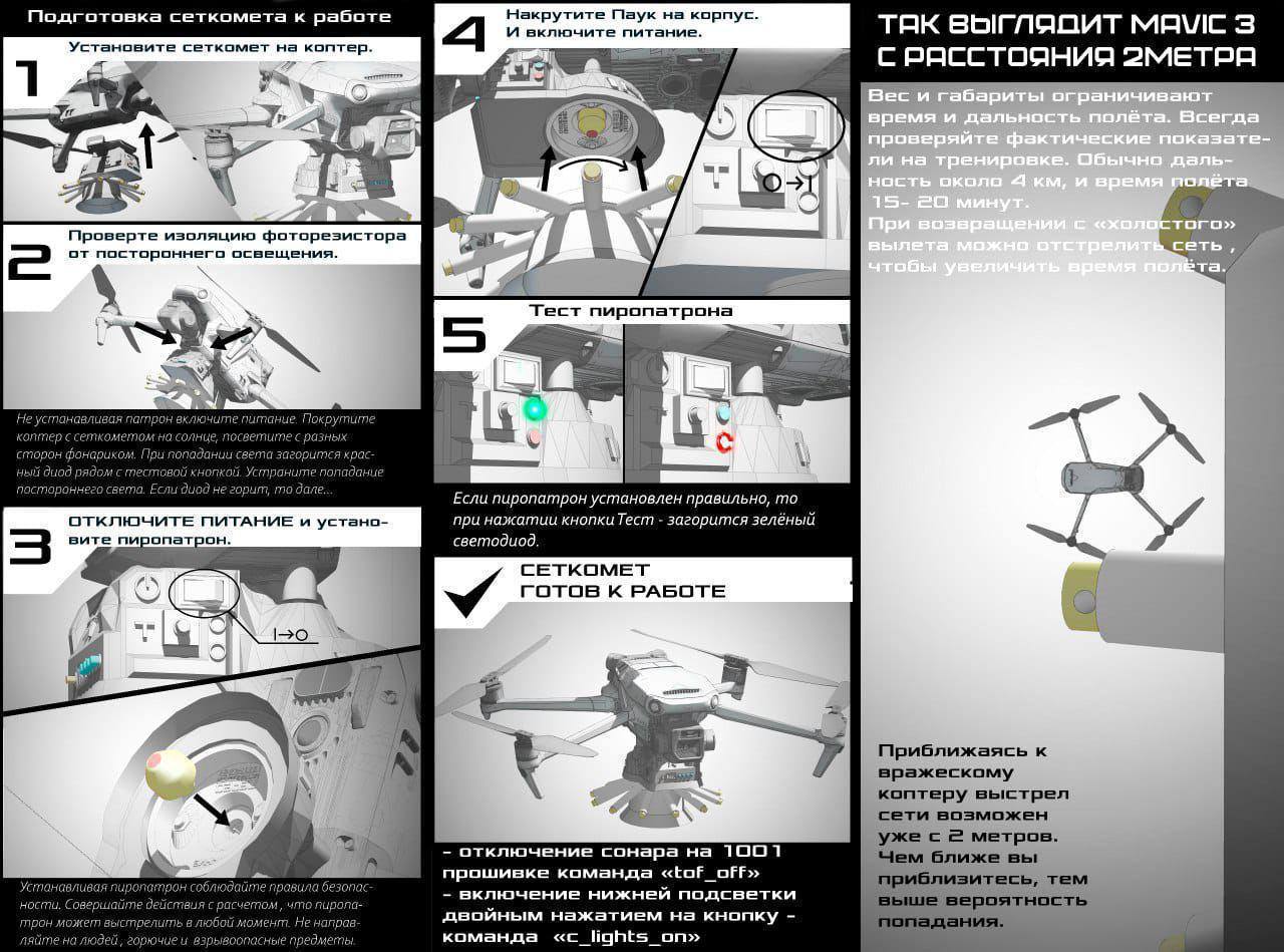 Сеткомет / cеткocброс «Тарантул» на DJI Mavic / Autel для перехвата дронов