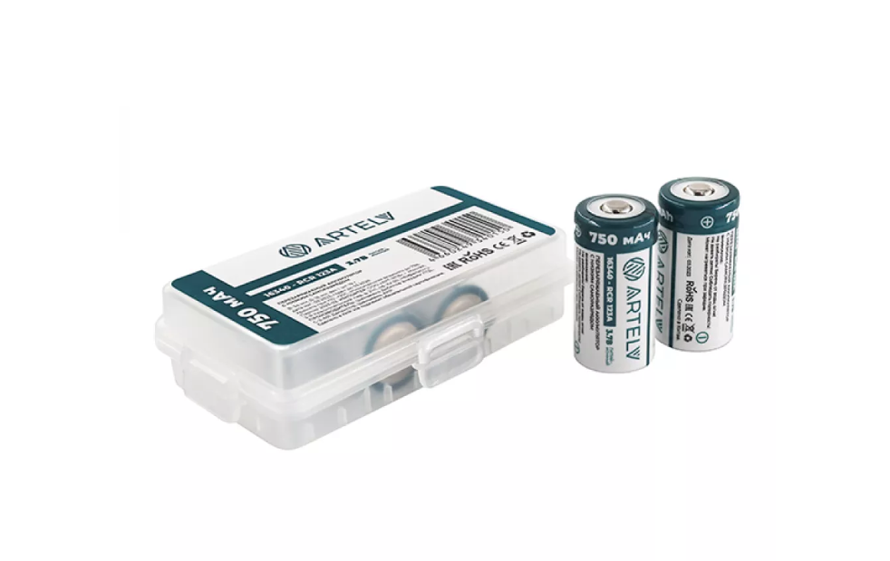 Аккумуляторная батарея RCR123 (750 mah, Artelv)