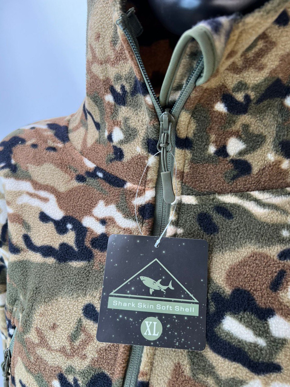 Кофта флисовая "Shark Skin" с капюшоном (мультикам, 3XL)