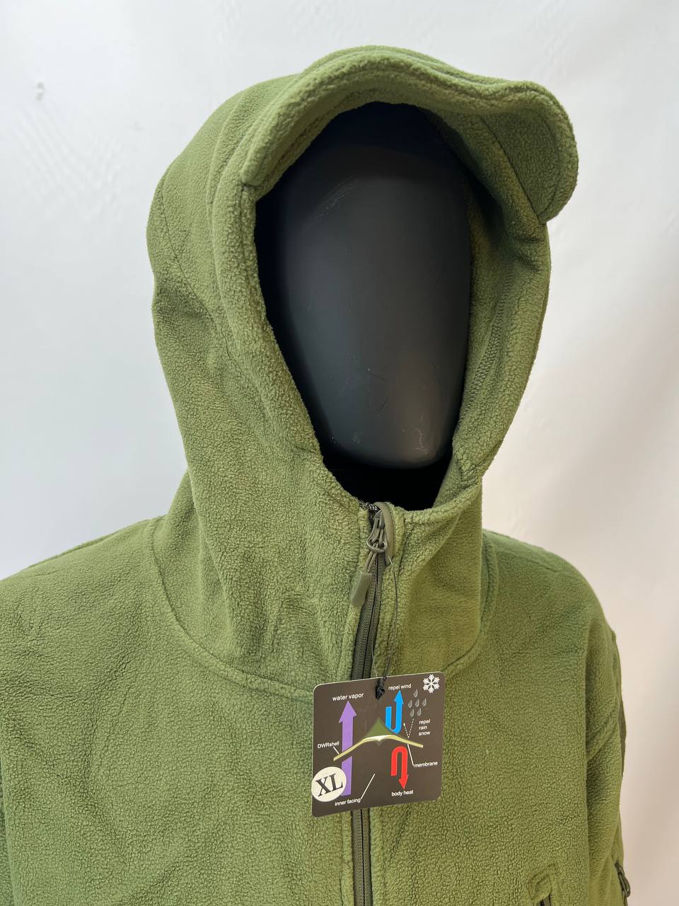 Кофта флисовая "Shark Skin" с капюшоном (олива, 3XL)