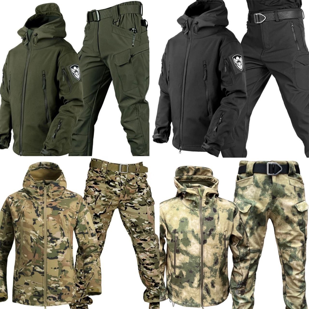 Тактический костюм Esdy Softshell - изготовлен из водоотталкивающей ткани (Акулья кожа), с утепленным флисовым подкладом